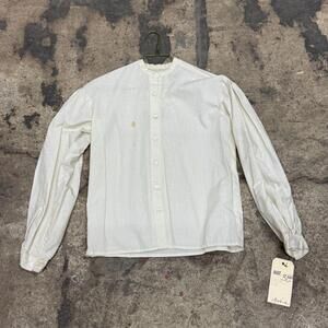 White 50s does 1800s Vintage Cotton HighNeck Victorian Style Film Costume Blouse